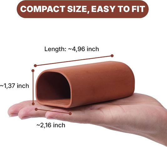 2pc Oval-Shaped Fish cave,Hide Away Caves for Plecos, (Dark Red)
