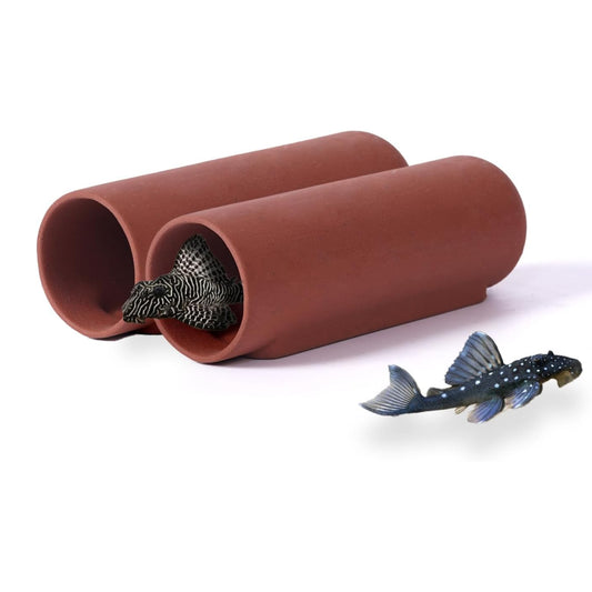 Generic 2 Small Round Plecos Fish Caves, Hide Away Caves for Plecos, Angelfish, Cichlids and More, Dark Red