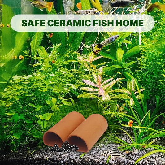 2 pc D-Shaped Fish cave,Hide Away Caves for Plecos, (Dark Red)